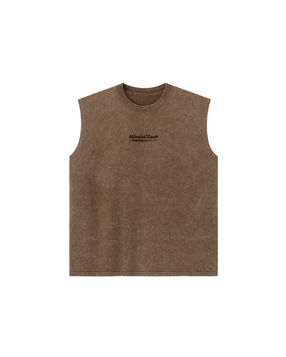 Musculosa brown washed embroidery