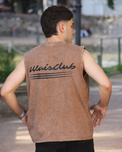Musculosa brown washed embroidery