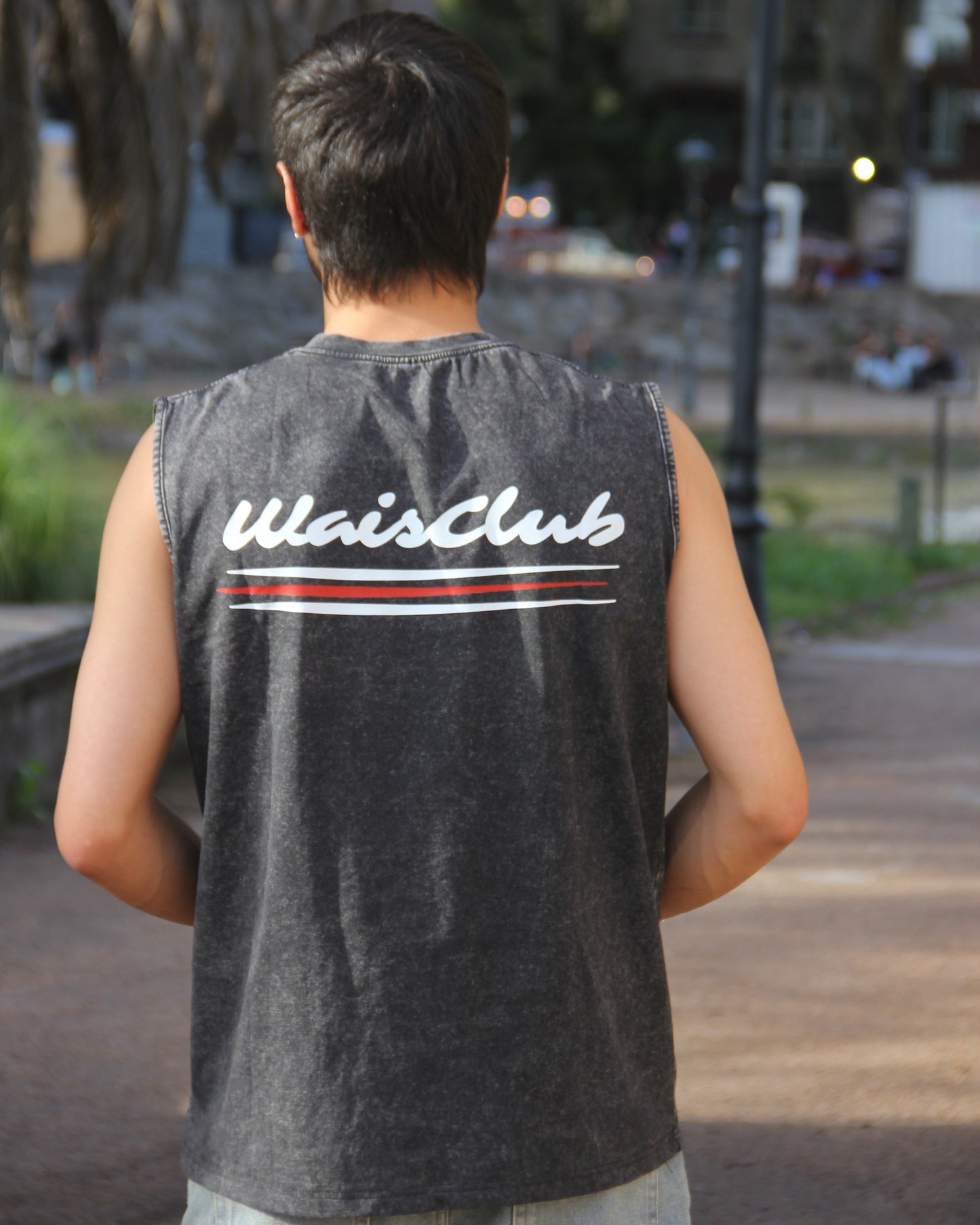 Musculosa Black washed embroidery