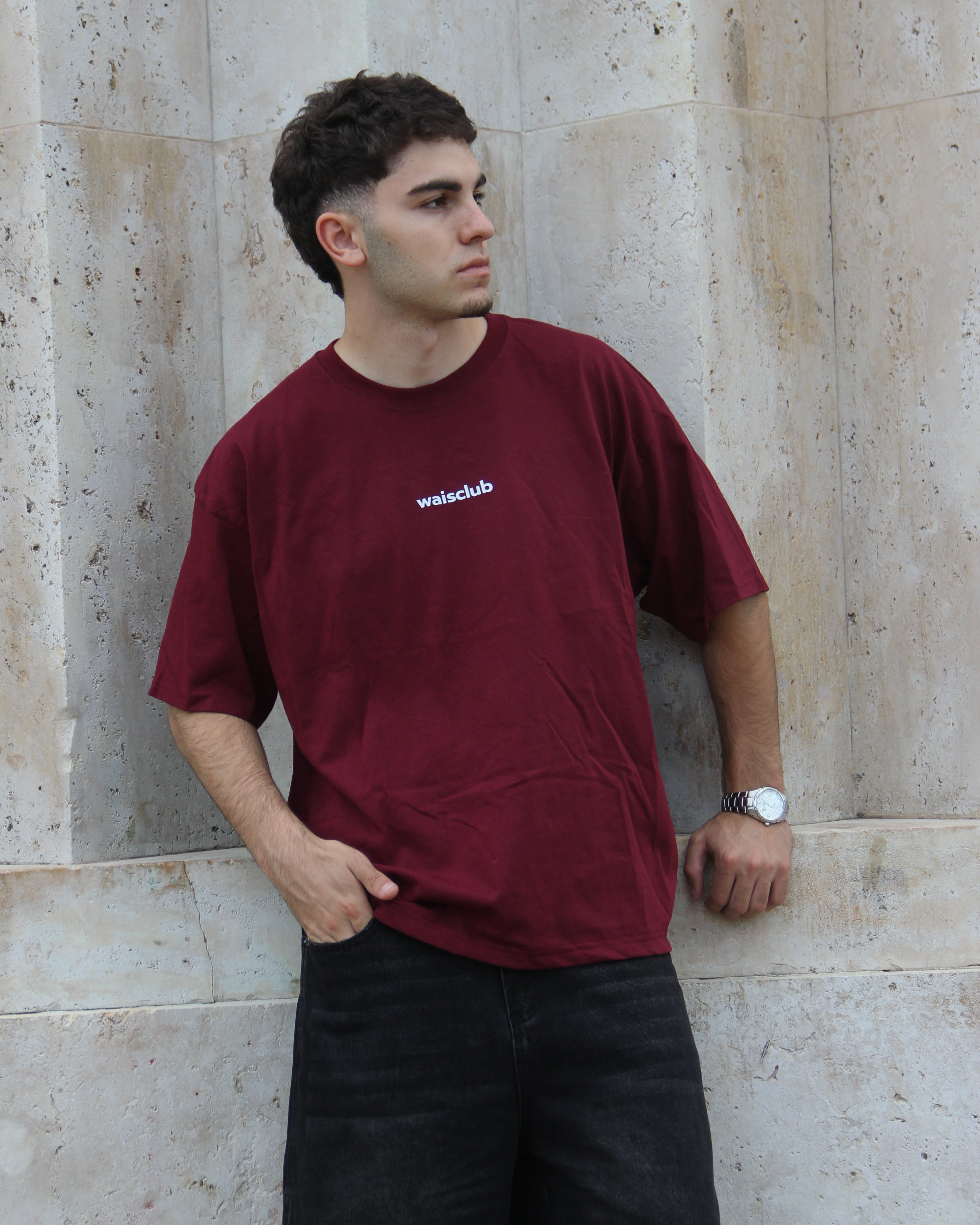 REMERA CURVED RED WINE
